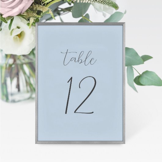 Stusty Blue Wedding Table Number Kaart