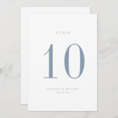 Stusty Blue Wedding Table Number Kaart (Voorkant / Achterkant)