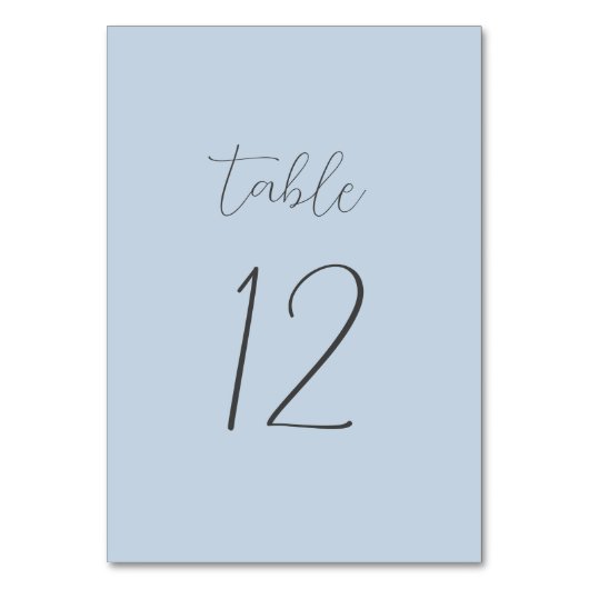 Stusty Blue Wedding Table Number Kaart (Voorkant)