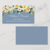 Stusty Blue Yellow White Floral Wedding Registry Informatiekaartje (Voorkant / Achterkant)
