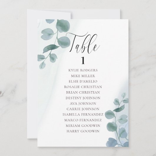 Stusty Eucalyptus Elke tabelnummerkaart (Voorkant)