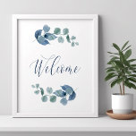 Stusty Eucalyptus Simple Waterverf Foliage Welcome Poster<br><div class="desc">Eucalyptus welkomstbord met elegante kalligrafie en eucaluptusbladeren. Eenvoudig ondermaats botanisch ontwerp met waterverf bladeren en groen in stoffige blauwe grijze groen. Ideaal voor eucalyptus en botanische groenery thema bruiloft,  vrijgezellenfeest,  baby shower,  enz. Blader door mijn winkel - stoffige eucalyptuscollectie - voor overeenkomende objecten.</div>
