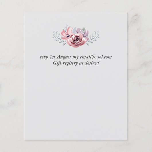 Stusty Navy Blue Coral Floral Weddenschap Budget (Achterkant)