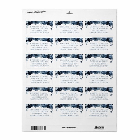 Stusty Navy Blue Silver Wedding Mailing Label (Full Sheet)