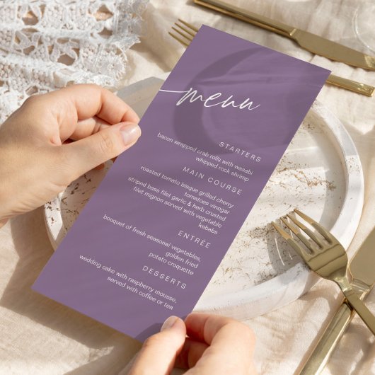 Stusty Paars Minimalist Wedding Menu