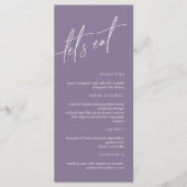 Stusty Paars Minimalist Wedding Menu (Voorkant)