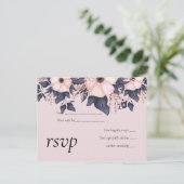 Stusty Pink Blue Floral Wedding Budget Uitnodiging Briefkaart (Staand voorkant)