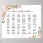 Stusty Pink Boho Floral Alfabetical Seat Chart Poster (Voorkant)