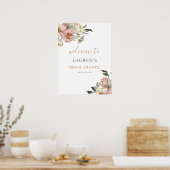 Stusty Pink Floral Vrijgezellenfeest Welkom Poster (Keuken)