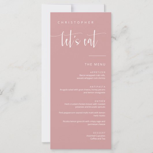 Stusty Pink Modern Minimale Dank u het Menu van de (Voorkant)