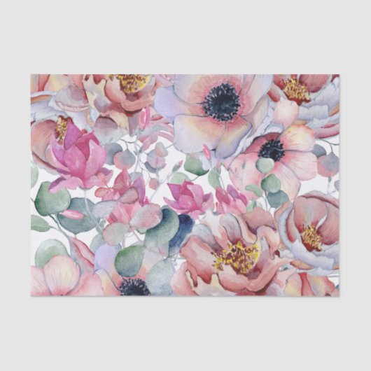 Stusty Pink Spring Floral-weefselpapier Tissuepapier (Voorkant)