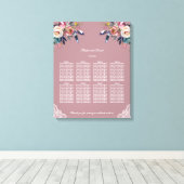 Stusty Roos Blue Floral Wedding Seating Chart Canvas Afdruk (Insitu (Houten vloer))