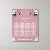 Stusty Roos Blue Floral Wedding Seating Chart Canvas Afdruk (Voorkant)