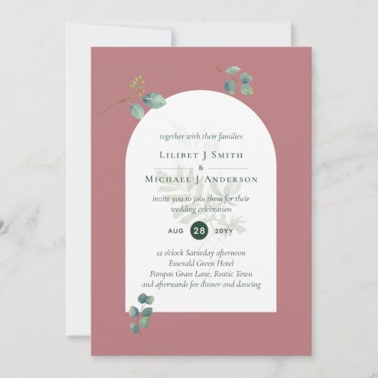 Stusty Roos Eucalyptus Greenery Wedding Arch Kaart (Voorkant)