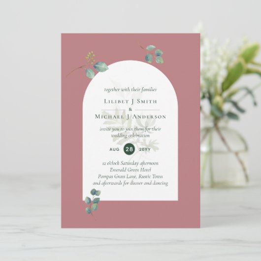 Stusty Roos Eucalyptus Greenery Wedding Arch Kaart (Staand voorkant)