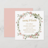 Stusty Roos Floral Eucalyptus Weddenschap Save the Date (Voorkant / Achterkant)