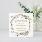 Stusty Roos Floral Eucalyptus Weddenschap Save the Date (Staand voorkant)