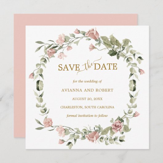 Stusty Roos Floral Eucalyptus Weddenschap Save the Save The Date (Voorkant / Achterkant)