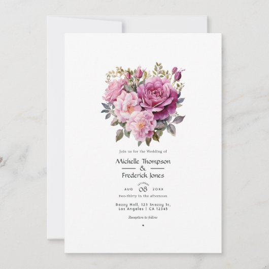 Stusty Roos Floral Wedding Kaart (Voorkant)