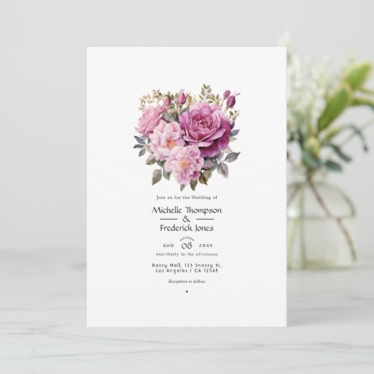 Stusty Roos Floral Wedding Kaart (Staand voorkant)