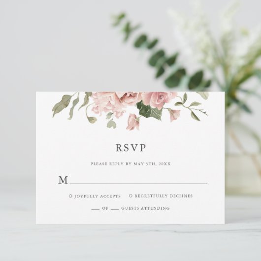Stusty Roos Floral Wedding RSVP Kaartje (Staand voorkant)