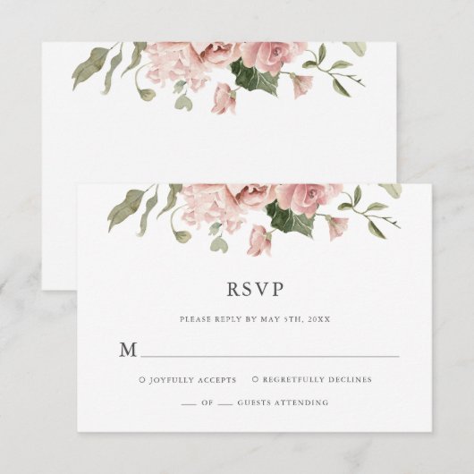 Stusty Roos Floral Wedding RSVP Kaartje (Voorkant / Achterkant)