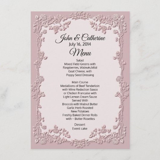 Stusty Roos Floral Wedding Table Menu (Voorkant)