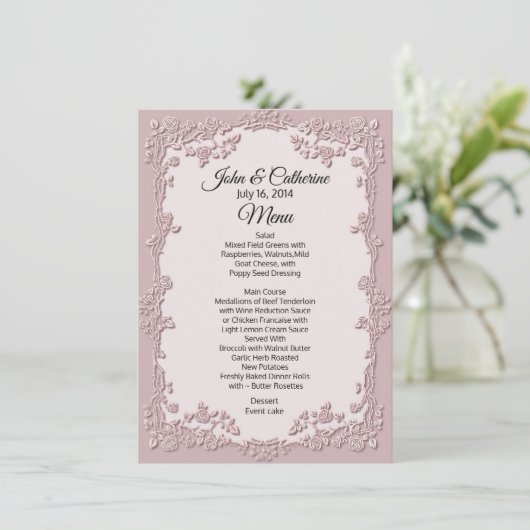 Stusty Roos Floral Wedding Table Menu (Staand voorkant)