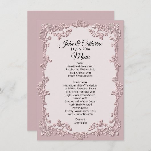 Stusty Roos Floral Wedding Table Menu (Voorkant / Achterkant)
