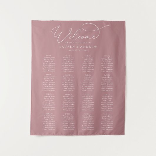 Stusty Roos Minimalist Wedding Seding Chart Wandkleed (Voorkant)