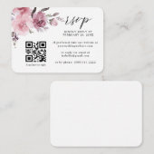 Stusty Roos Roze pasta Floral QR Code Weddenschap  Informatiekaartje (Voorkant / Achterkant)