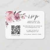 Stusty Roos Roze pasta Floral QR Code Weddenschap  Informatiekaartje (Voorkant)
