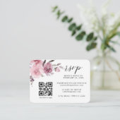 Stusty Roos Roze pasta Floral QR Code Weddenschap  Informatiekaartje (Staand voorkant)