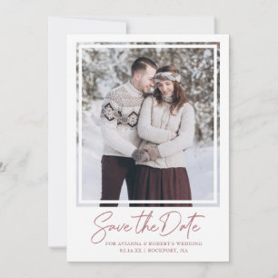 Stusty Roos roze tekst en fotobruiloft Save The Date