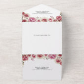 Stusty roos waterverf floral border sping bruiloft all in one uitnodiging (Buitenkant)