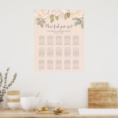 Stusty Roos Waterverf Wedding Seating Chart Poster (Keuken)