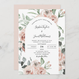 Stusty Roses Floral Eucalyptus Wedding Kaart