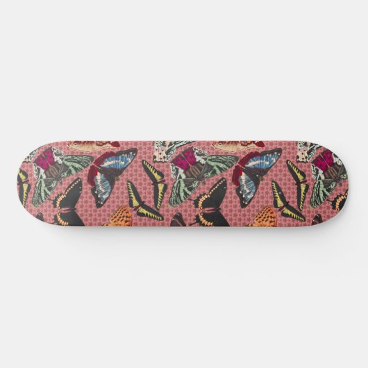 Stusty roze met  vlinderillustraties persoonlijk skateboard (Horizontaal)