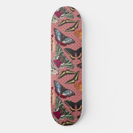 Stusty roze met vlinderillustraties persoonlijk skateboard (Voorkant)