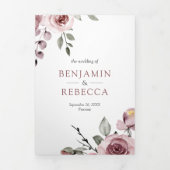 Stusty roze rozen in één QR-code bruiloft Drieluik Uitnodiging (Cover)