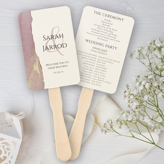 Stusty roze set van bruiloft-ventilatoren handwaaier