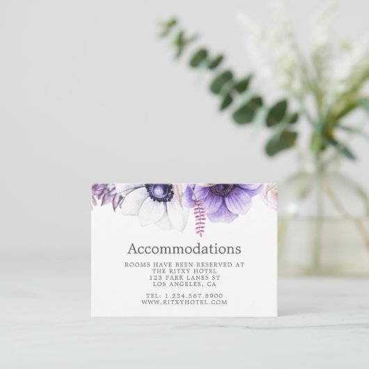 Stusty Violet Wedding Floral Accommodations Informatiekaartje (Staand voorkant)