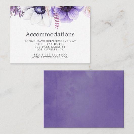 Stusty Violet Wedding Floral Accommodations Informatiekaartje (Voorkant / Achterkant)