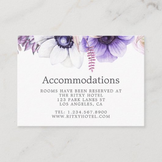 Stusty Violet Wedding Floral Accommodations Informatiekaartje (Voorkant)