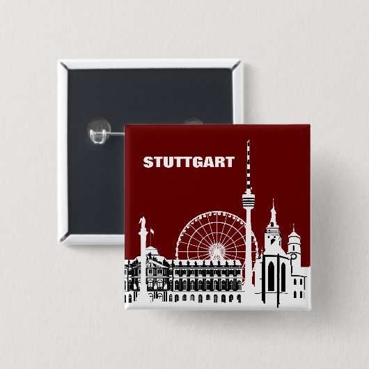 Stuttgar Stadt Skyline - Button / Anstecker / Pin (Voorkant /achterkant)