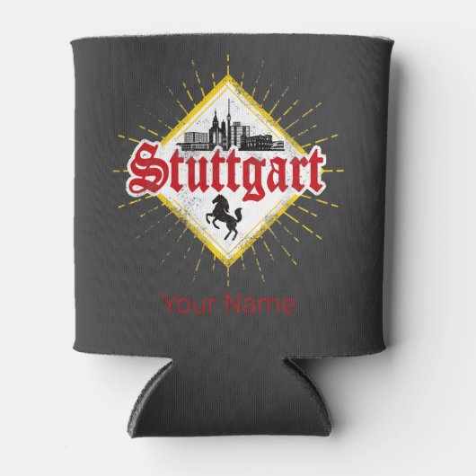 Stuttgart City Germany Retro Skyline  Blikjeskoeler (Voorkant)