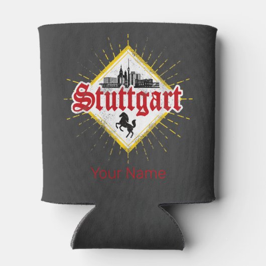 Stuttgart City Germany Retro Skyline  Blikjeskoeler (Achterkant)