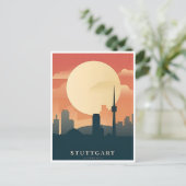 Stuttgart City Germany Retro Skyline  Briefkaart (Staand voorkant)