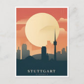 Stuttgart City Germany Retro Skyline  Briefkaart (Voorkant)