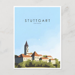 Stuttgart City Germany Retro Skyline Briefkaart